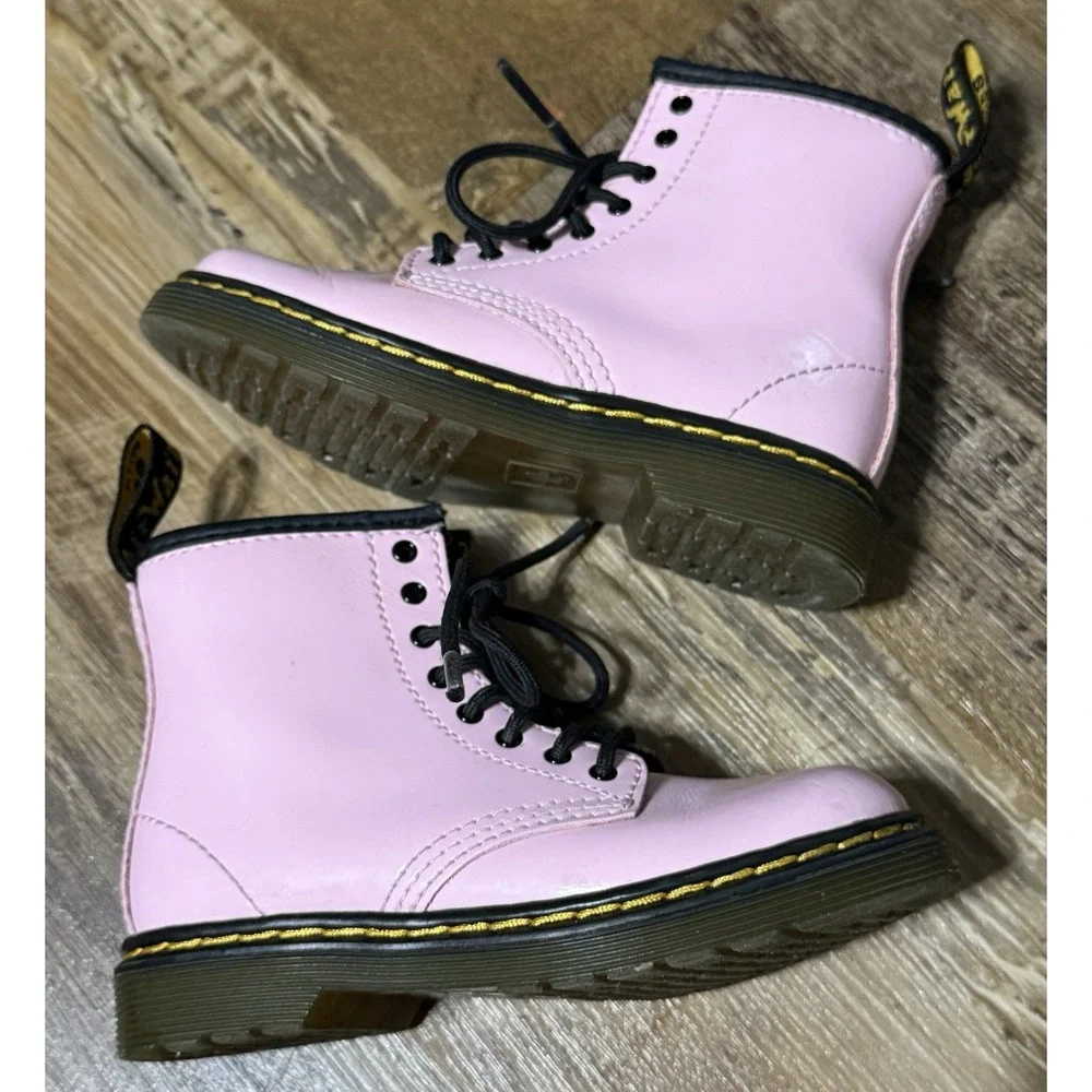Dr Martens 1460 J Boots pastel pink patent leather Little Kid Sz 9 Zip Up